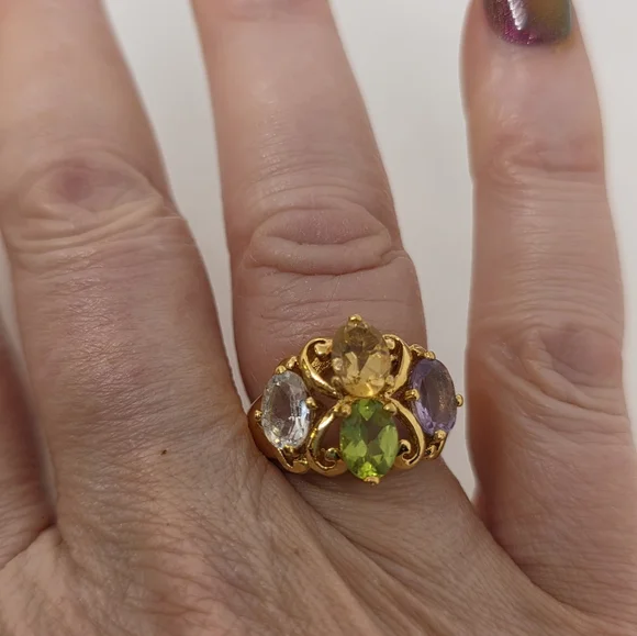 Host Pick Incredible Rare Victoria Wieck Peridot Amethyst Topaz Citrine Ring - Picture 5 of 9